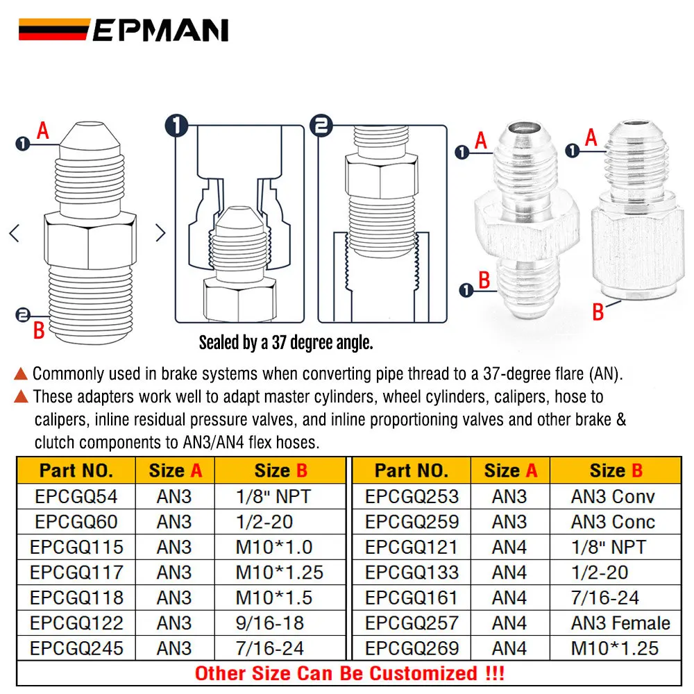 EPMAN Adaptador de aceite para turbo AN3/AN4 de acero inoxidable 304 - imagen 2