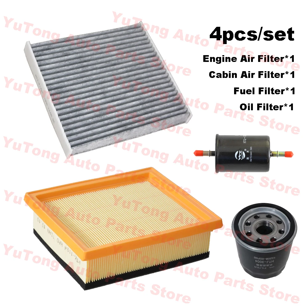 Juego de filtros de 4 Uds para DONGFENG DFM A30 1.5T 2014-2019 2016/AX3 1.6L 2018-2020 piezas del Kit de filtro de aceite de combustible de aire fresco AC de cabina de motor