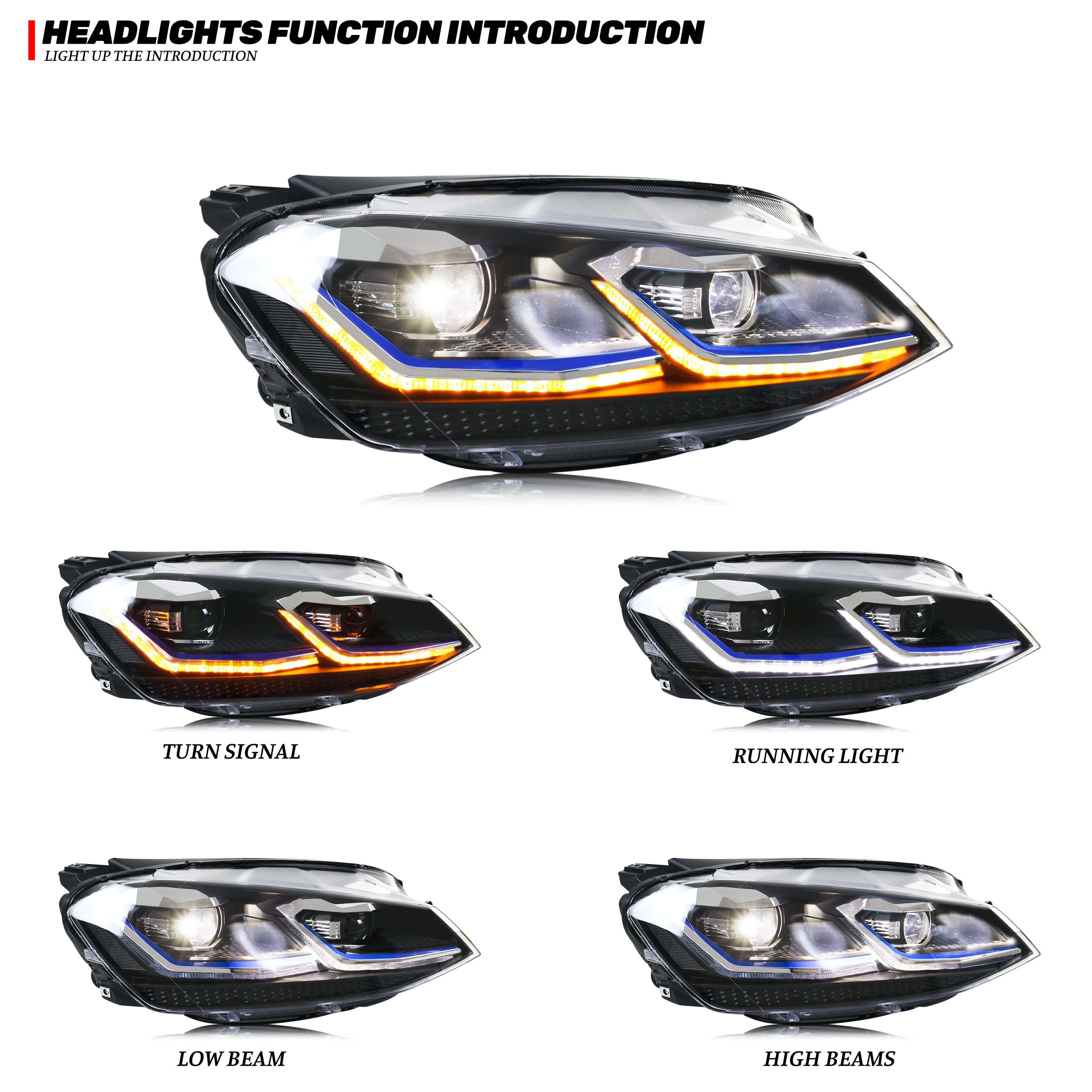 Kit faros LED proyector VW Golf 7 MK7 TDI TSI – homologación E-Mark - imagen 4