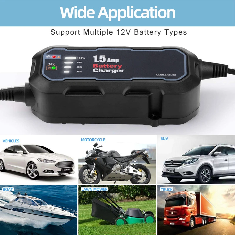 Cargador automático de batería con LED para moto, coche y ATV - imagen 3
