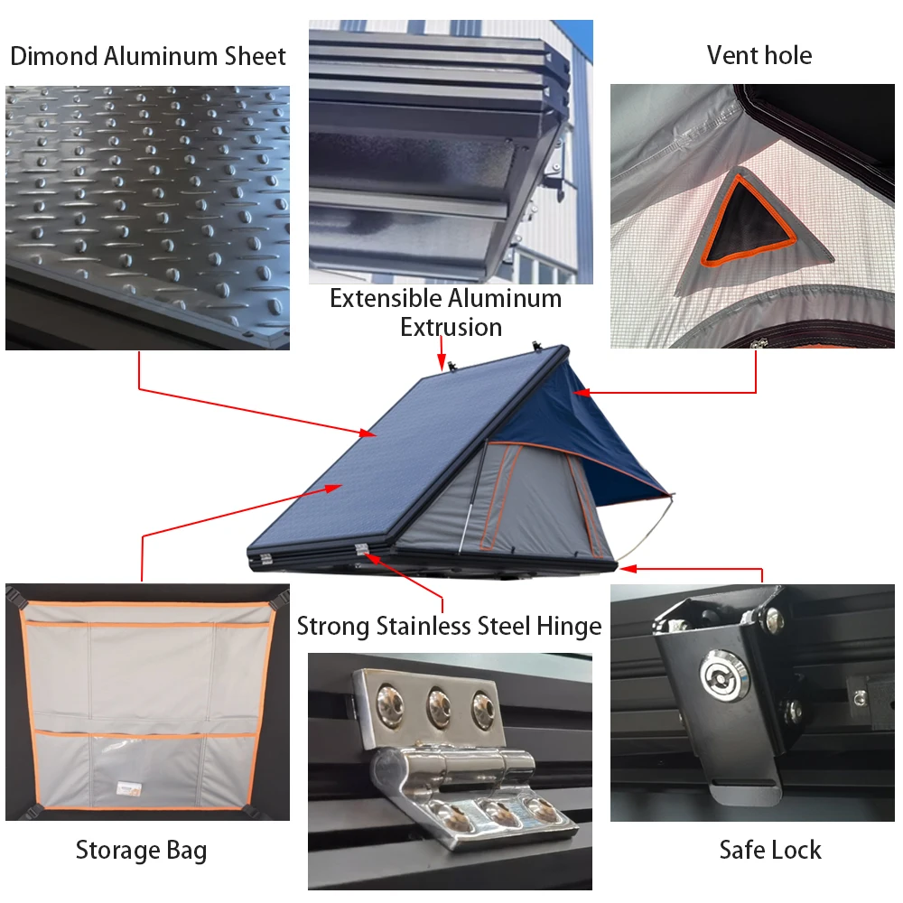 Tienda techo coche rígida impermeable de aluminio con ventana - imagen 5