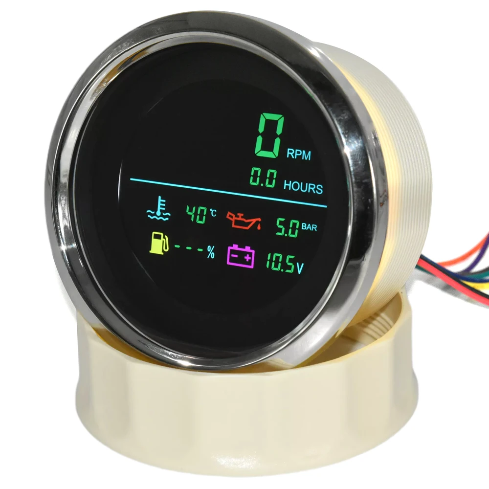 Tacómetro multifunción 6 en 1 para coche y barco LCD 85mm - imagen 4