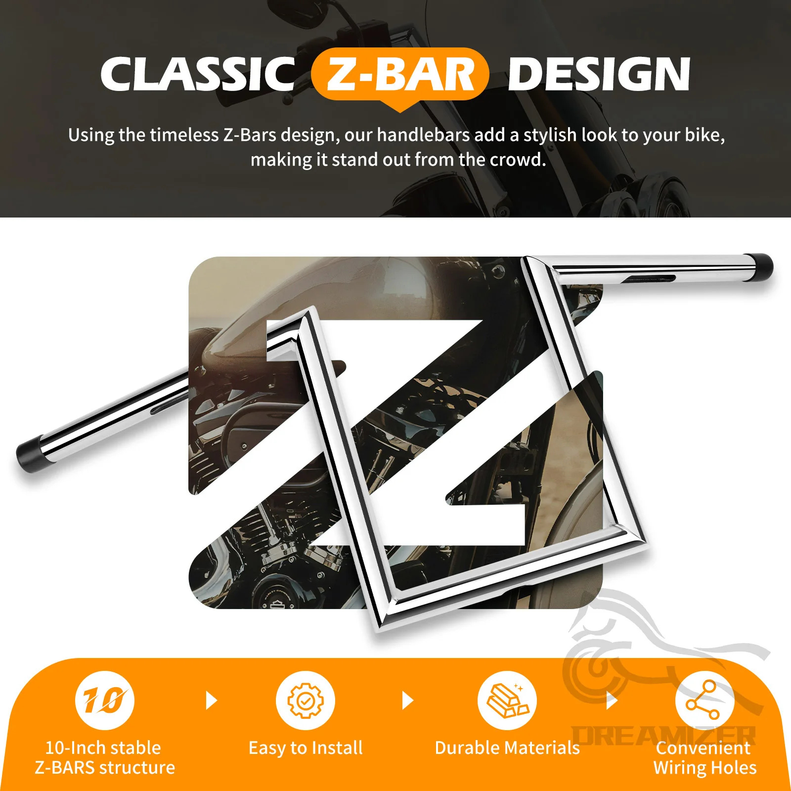 Manillar estilo Z 25 mm (1") para Harley, Honda, Yamaha y Kawasaki - imagen 3