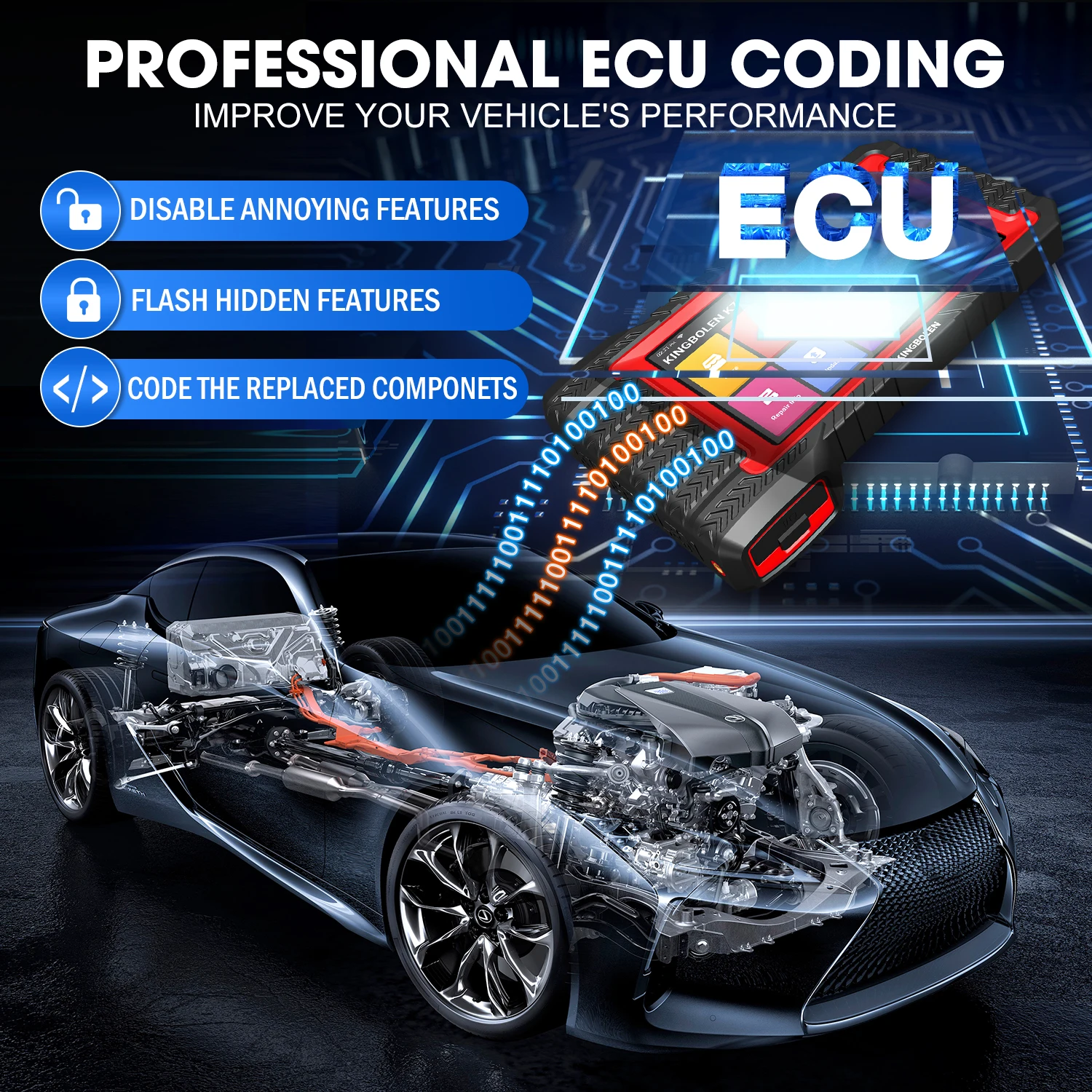 KINGBOLEN K7 escáner OBD2 con codificación ECU y pruebas activas - imagen 3
