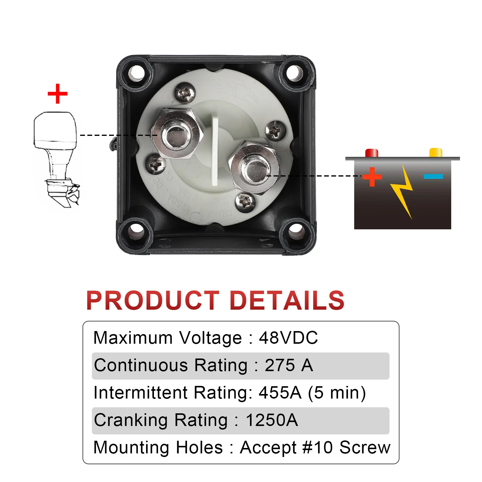 Desconectador de batería 12/24V 200/300A para coche y barco - imagen 3