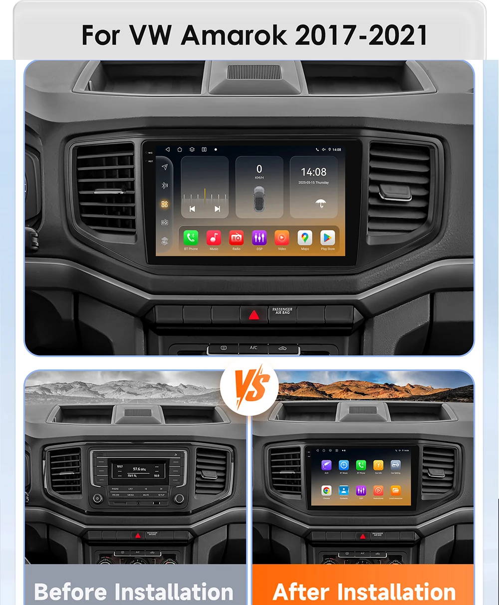 Hizpo Radio 2 Din con CarPlay y GPS para VW Amarok 2017-2021