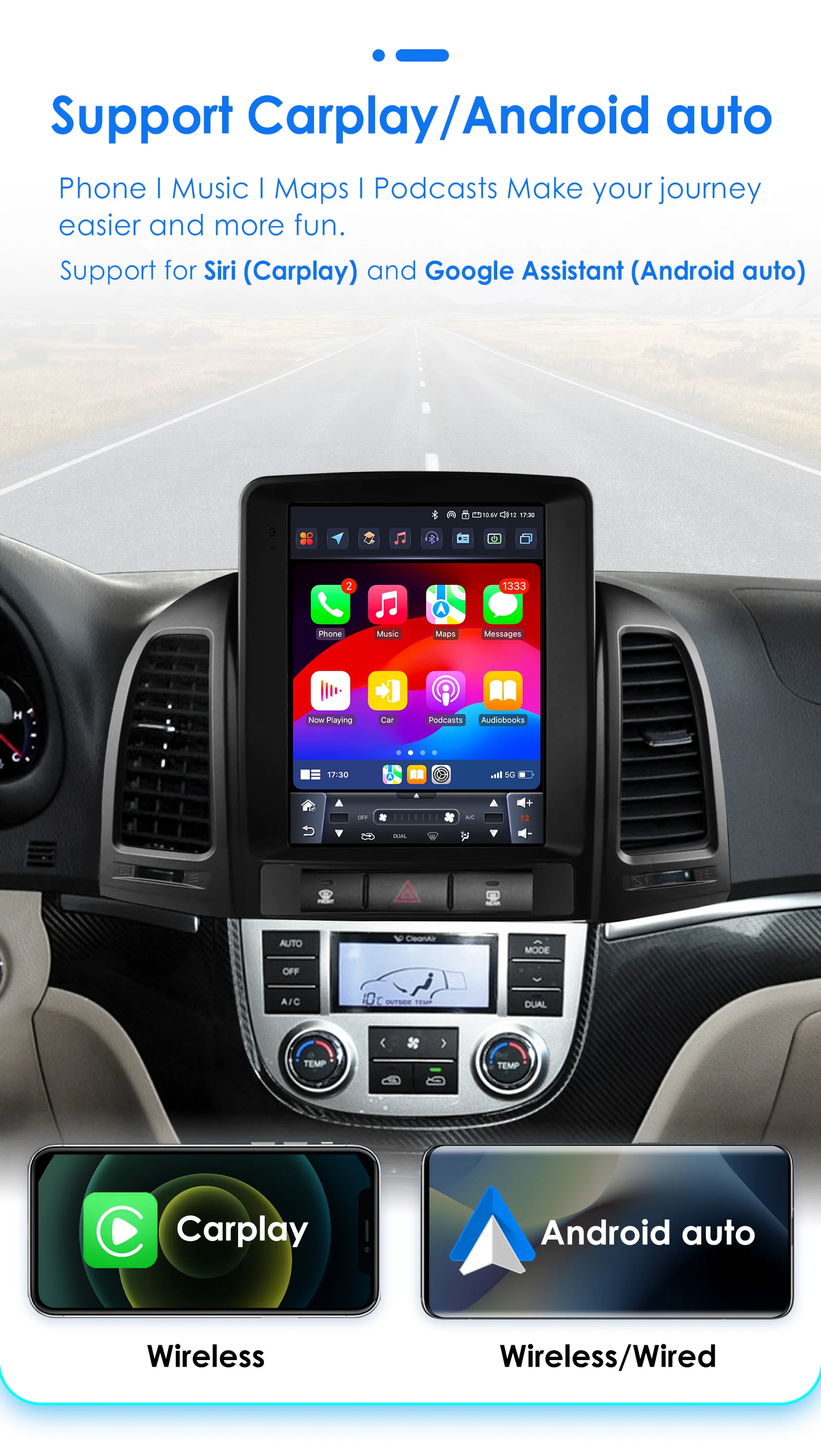 Hizpo Radio multimedia Tesla Style 9,7” GPS – Hyundai Santa Fe II - imagen 5