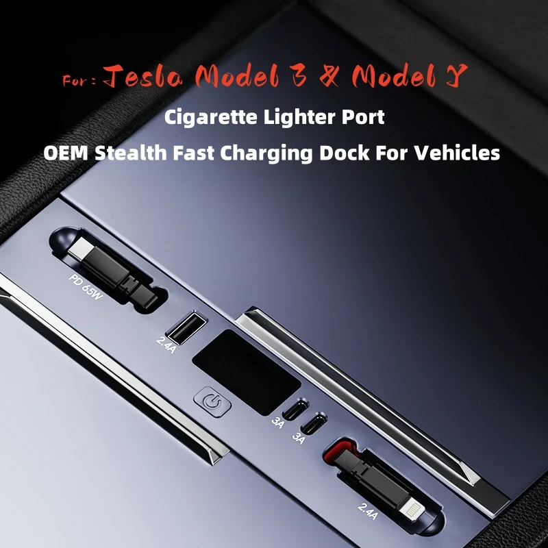 Cargador rápido dual 65W Tesla Model 3/Y – enchufe mechero - imagen 2