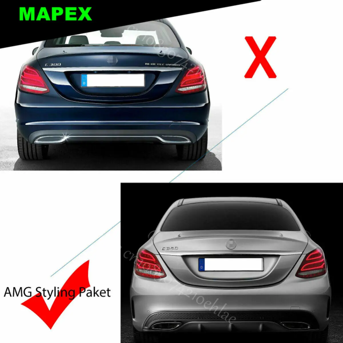 Protector de difusor trasero estilo C63 para Mercedes W205 AMG-Line - imagen 4