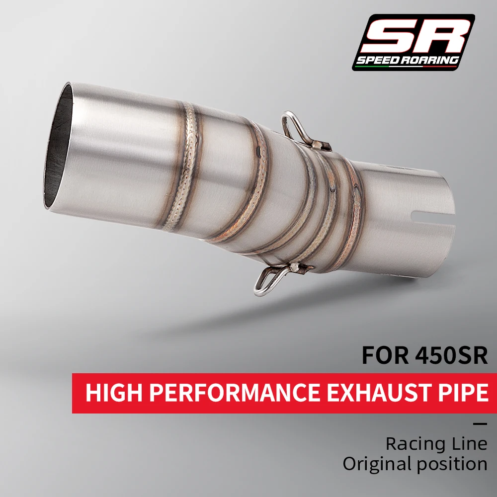 Tubo medio deslizante apto para motocicleta CFMOTO 450MT 450 MT 450SR, modificación de acero inoxidable, interfaz de 51mm, tubo de enlace medio de Escape