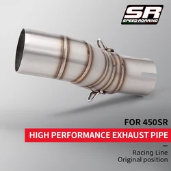 Tubo medio deslizante apto para motocicleta CFMOTO 450MT 450 MT 450SR, modificación de acero inoxidable, interfaz de 51mm, tubo de enlace medio de Escape