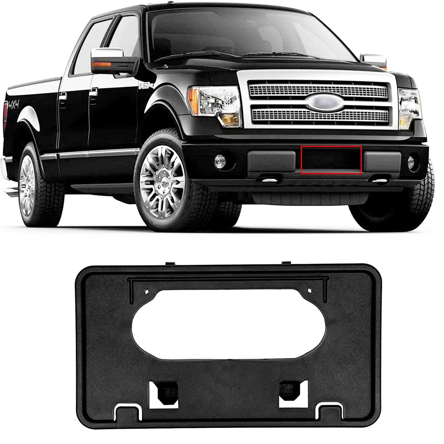 9L3Z17A385A Marco matrícula delantera Ford F150 2009-2014 soporte - imagen 3