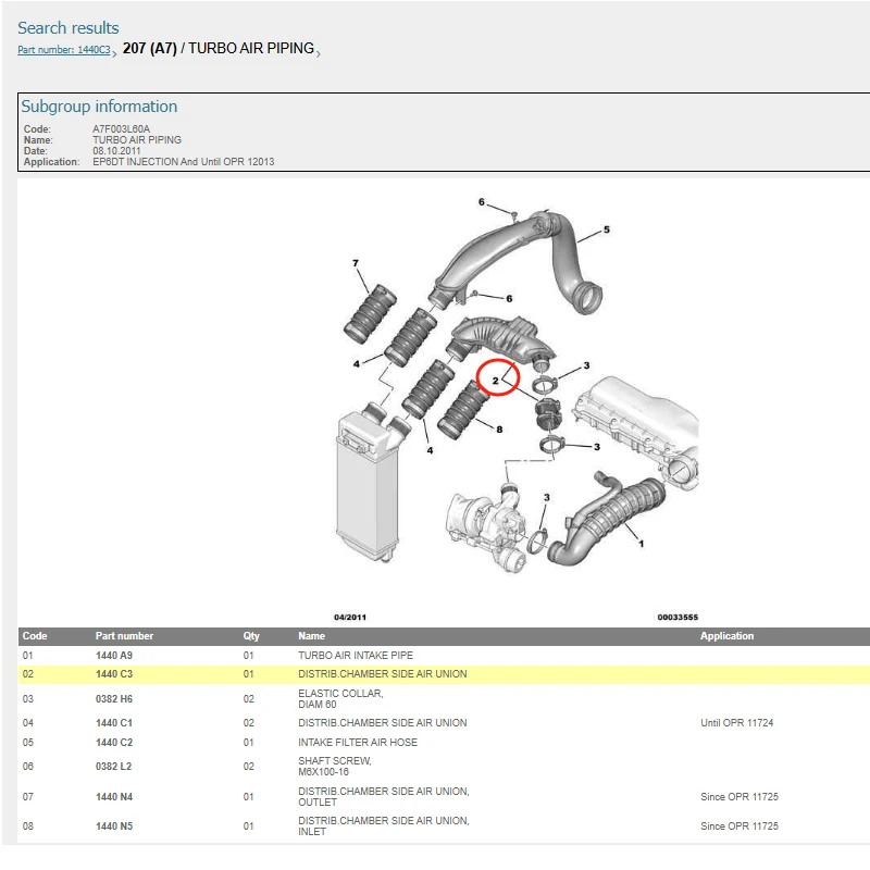 1440C3 Original nueva unidad de aire lateral DISTRIB. CHAMBER adecuada para Peugeot 2008 207CC 207 208 Citroen C3XR DS4 DS5 6 DS7 - imagen 3