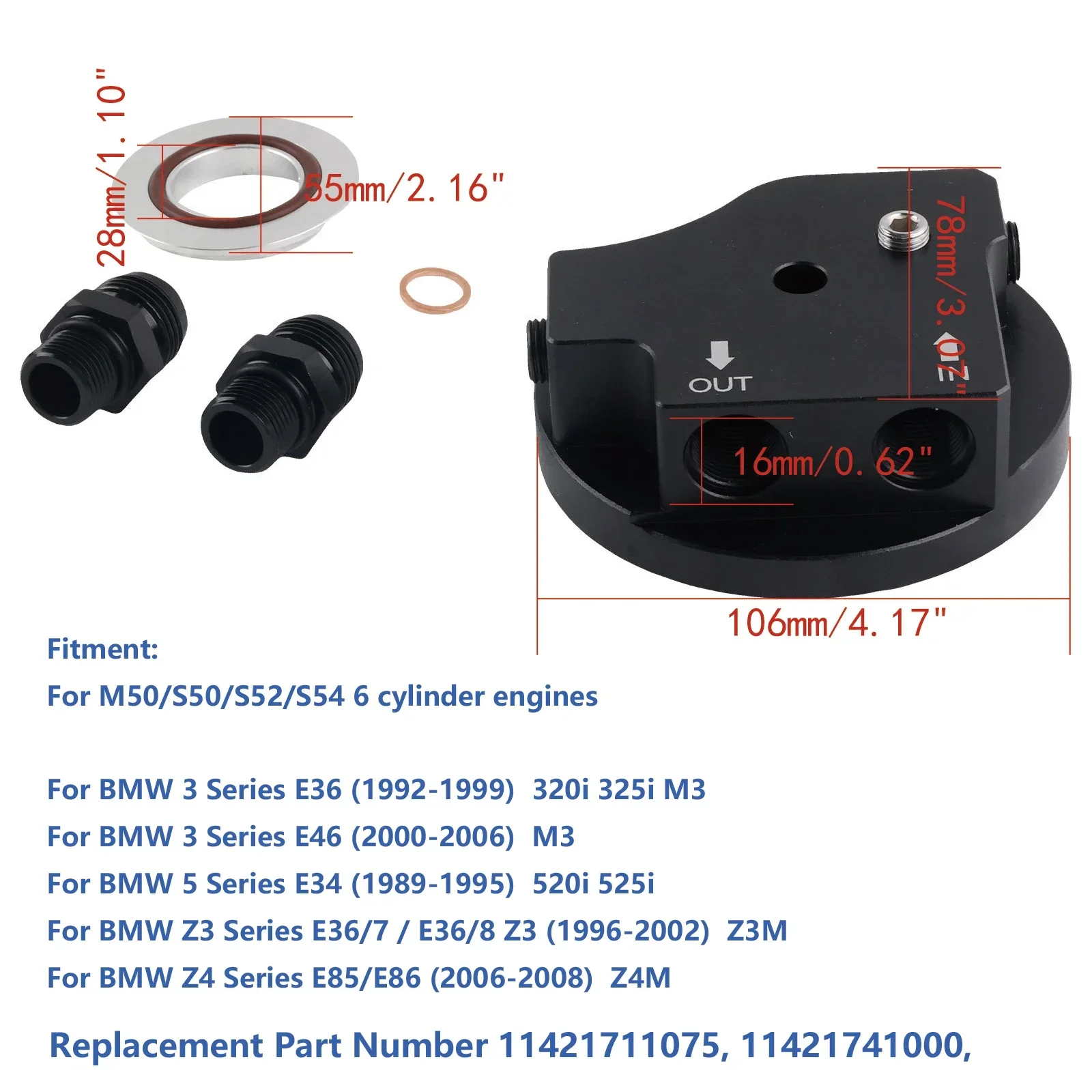 11421711075 Tapa filtro de aceite BMW E36 E46 M50 con enfriador - imagen 2
