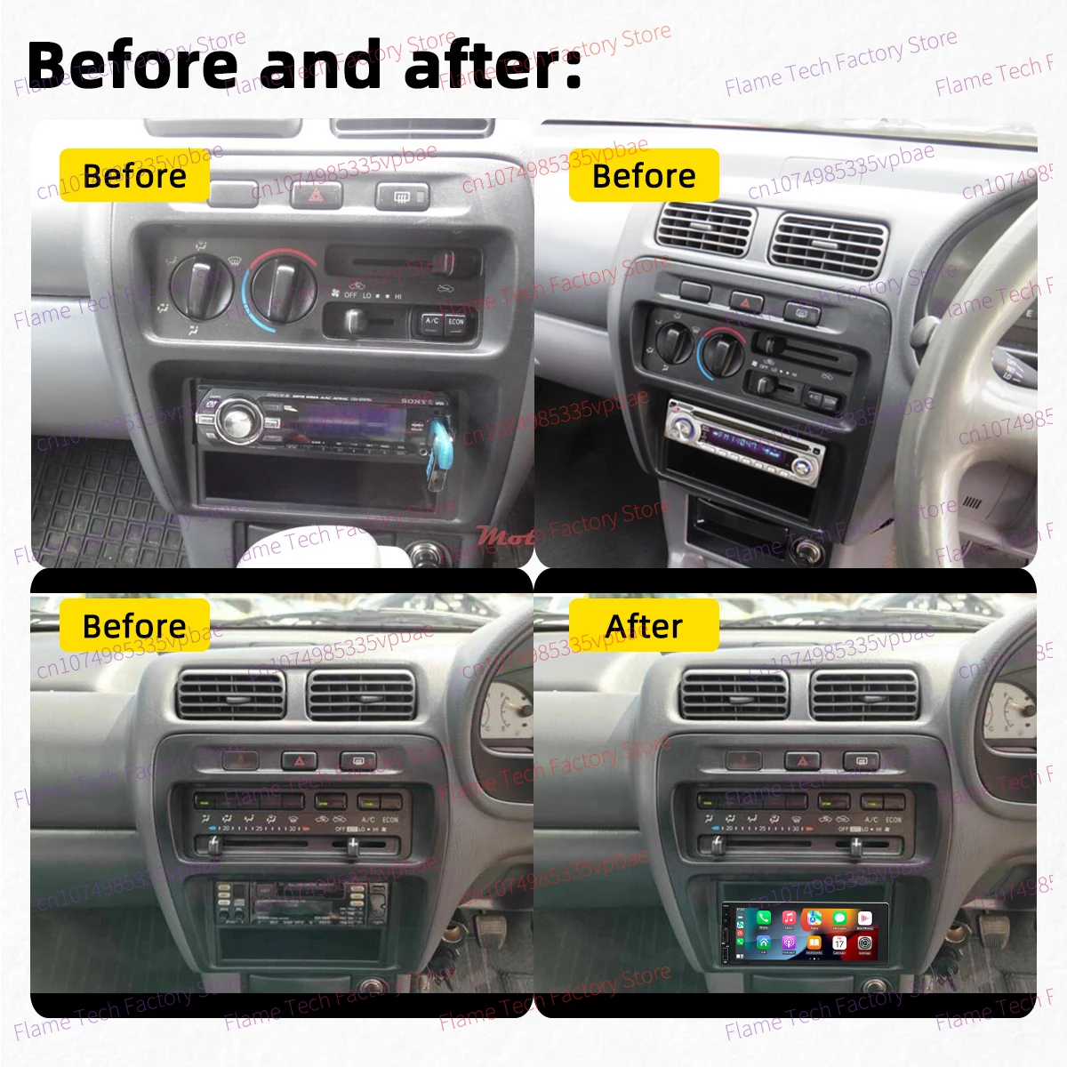 6,86 "1 Din Android Radio Multimedia para coche para Toyota Starlet 1996-1999 Android Auto unidad principal estéreo Carplay Autoradio GPS Wifi - imagen 2
