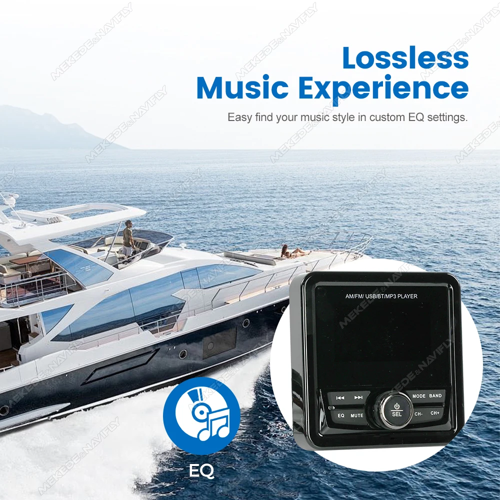 Radio marina FM/AM resistente al agua de 4,1 pulgadas para barco - imagen 5