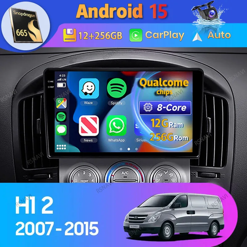 Radio Android 15 Hyundai H1 (2007-2015) CarPlay, GPS y cámara 360