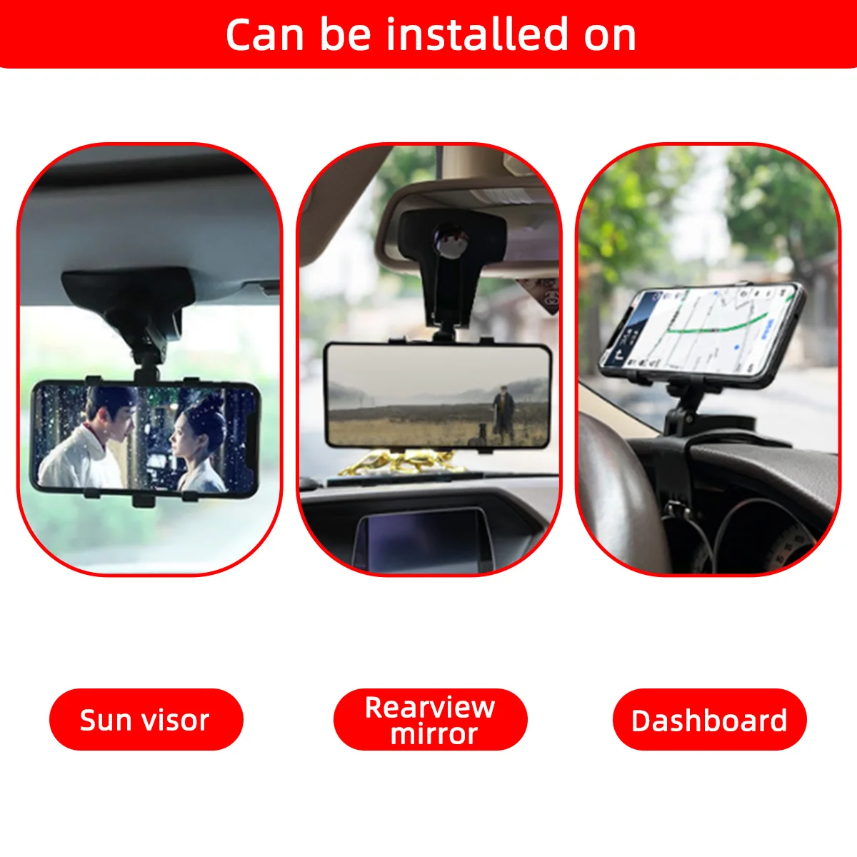 Soporte móvil visera solar giratorio 360° – Navegación GPS coche - imagen 5