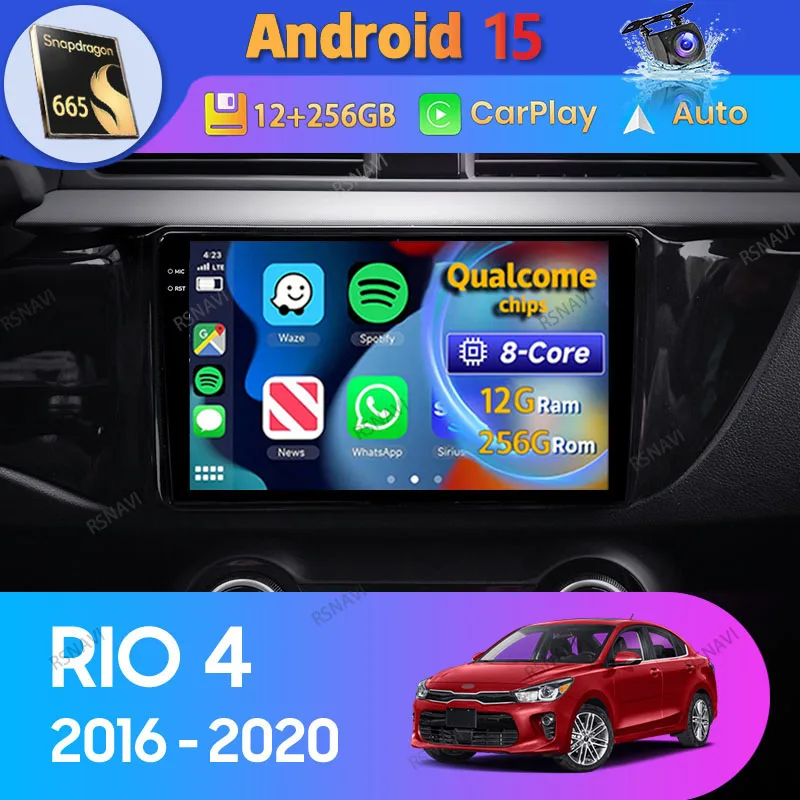 Radio coche Android 15 CarPlay GPS 2K DSP – Kia Rio 4 2016-2020