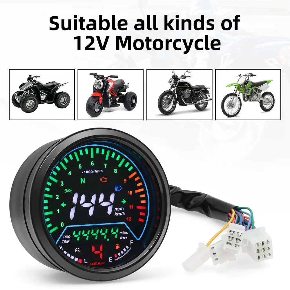 Velocímetro digital LED para moto con tacómetro y odómetro - imagen 5