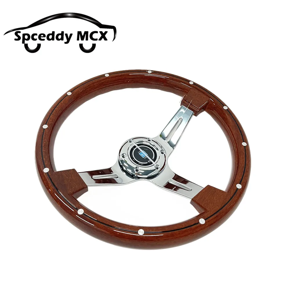 Volante madera 350mm ABS racing con costuras - imagen 2