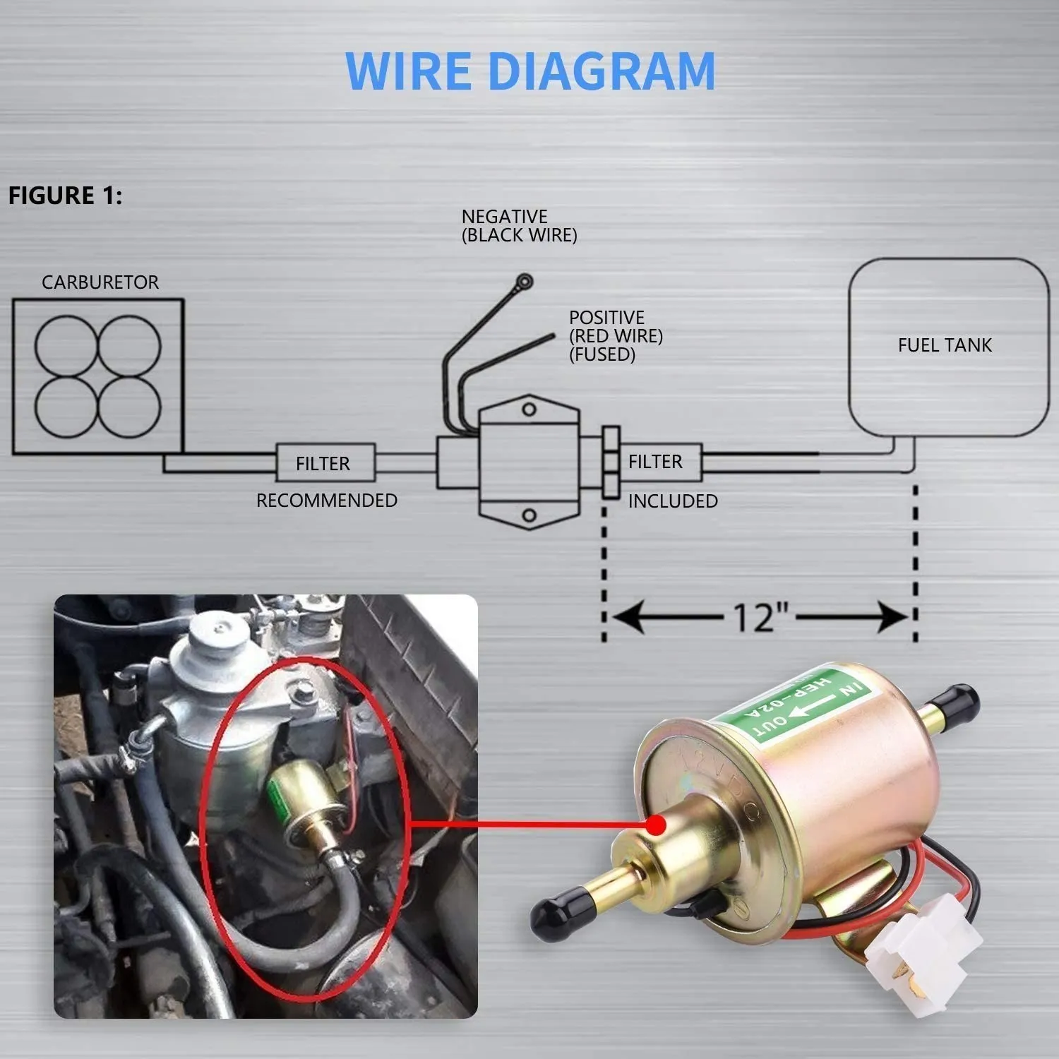 Bomba de combustible eléctrica Universal, cable de fijación de perno de baja presión, gasolina diésel, 12V, HEP-02A para carburador de coche, motocicleta, ATV - imagen 5