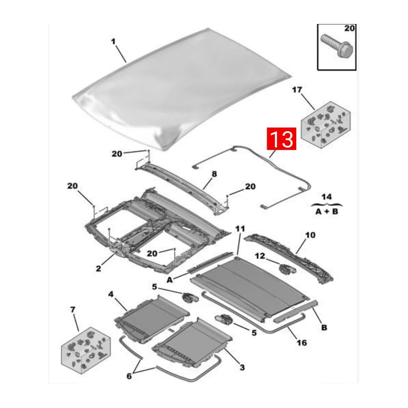Citroën DS5: Conjunto de cable para techo solar – parasol trasero - imagen 3