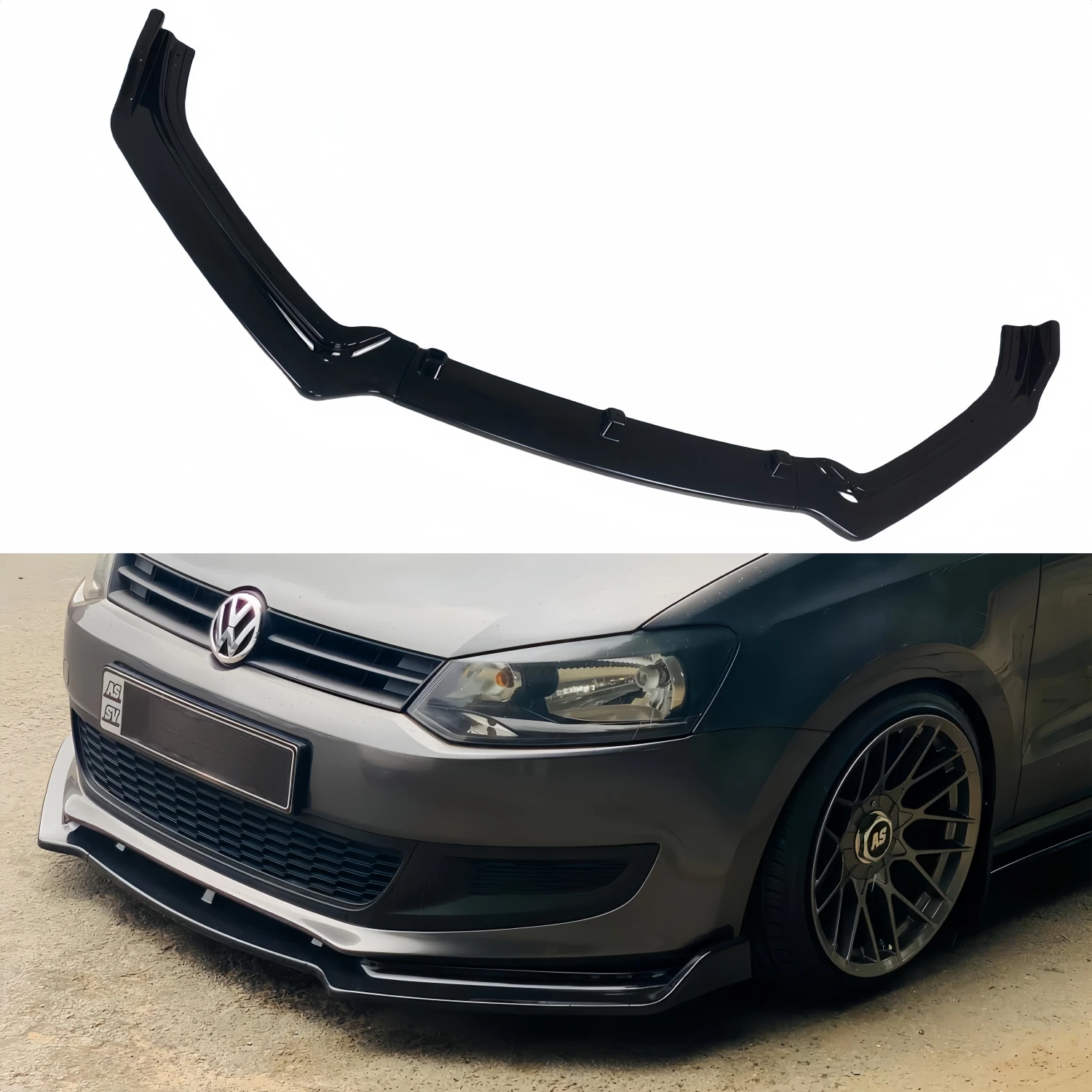 Labio de parachoques delantero negro para VW Polo 6R (2009-2013)