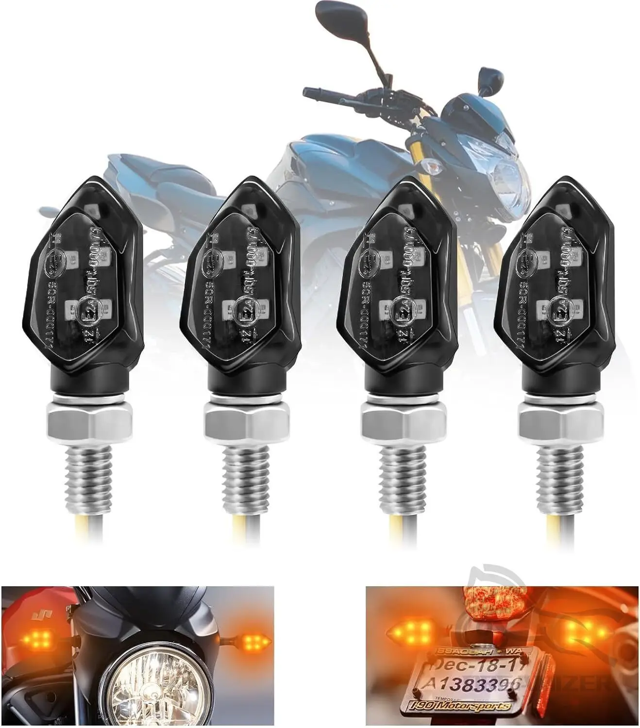 Intermitentes LED ámbar 12 V para motocicleta