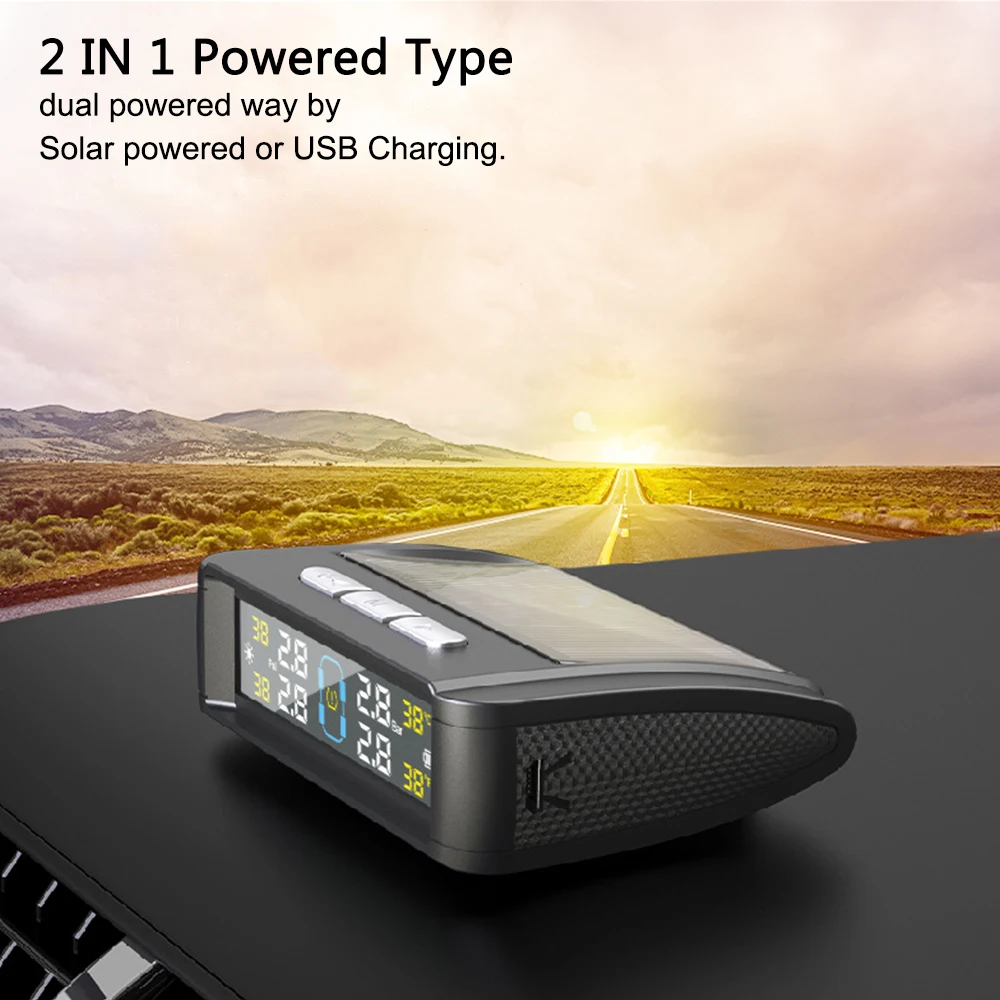 TPMS solar/USB para coche con monitor de presión y temperatura - imagen 4