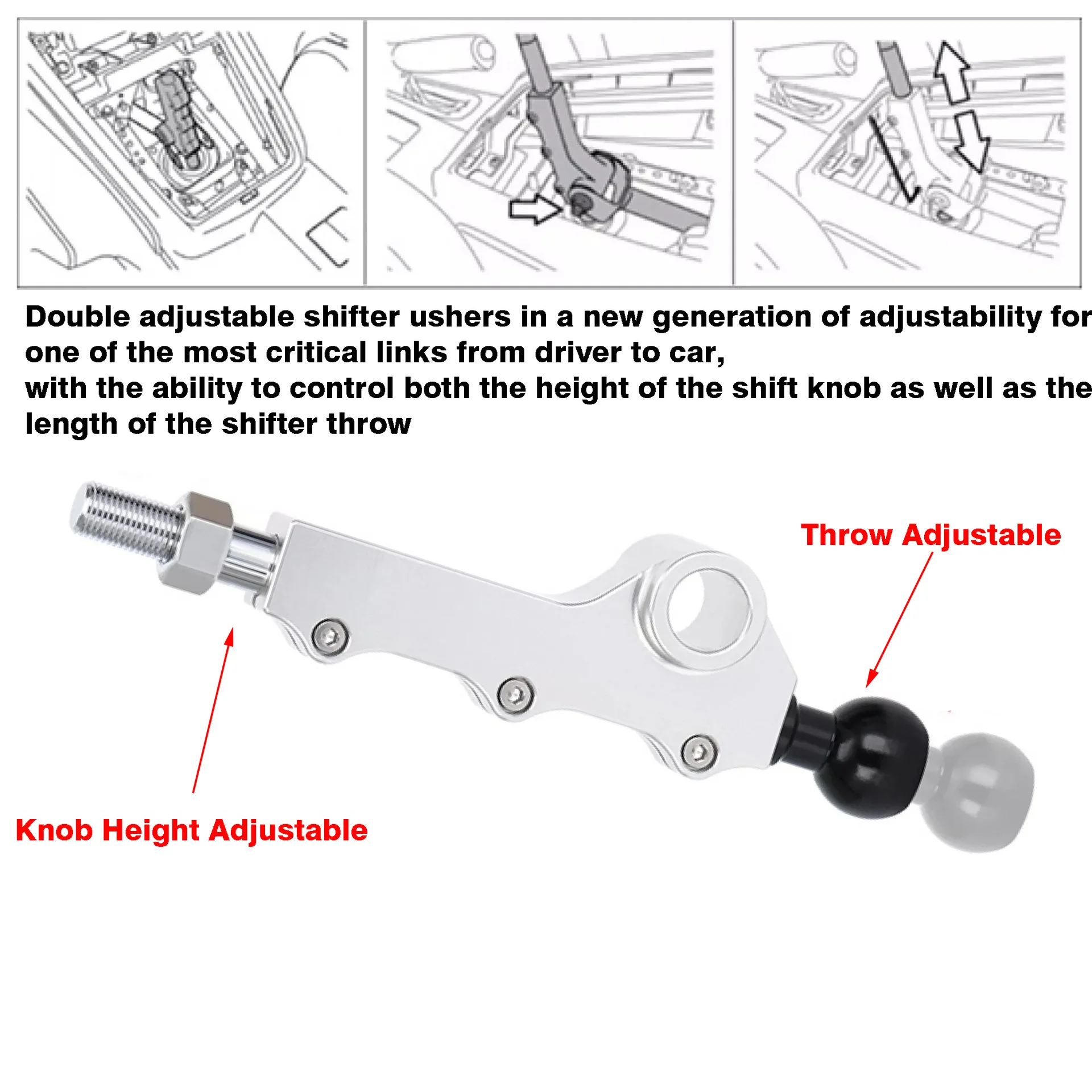 Palanca de cambios corta doble ajustable para Subaru Impreza WRX y Legacy - imagen 3