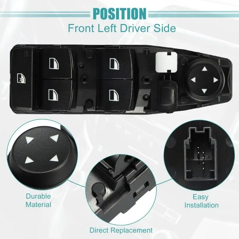 61319208108   Unidad de interruptor elevador de Control de ventana eléctrica de coche, botón delantero izquierdo, lado del conductor para BMW F20 F25 F30 F31 1 2 Series X3 X5 - imagen 3
