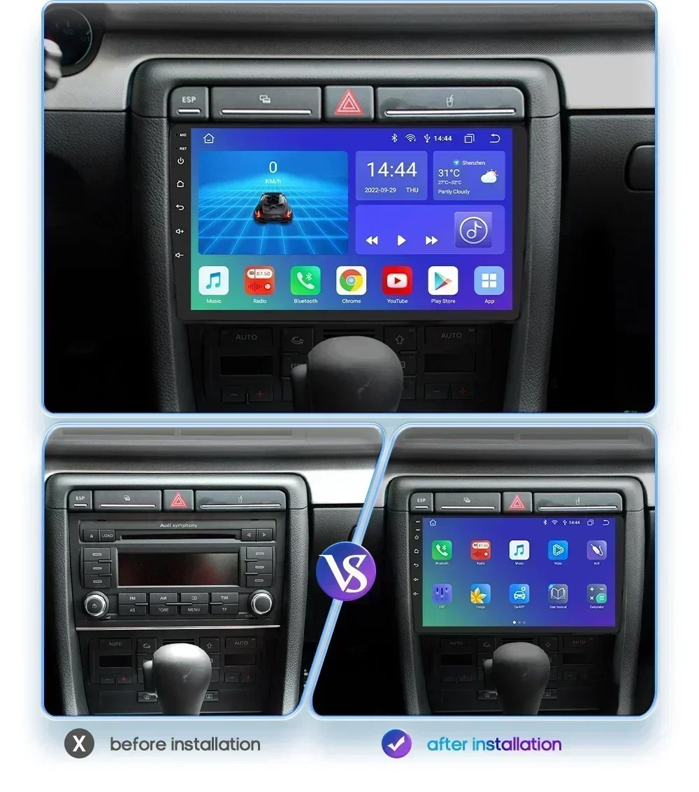 Hizpo Radio multimedia Android 2 DIN con GPS para Audi A4 B6/B7 - imagen 3