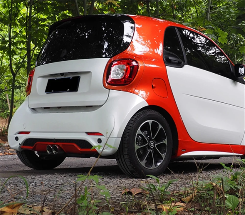 Para Benz Smart Fortwo 2Door 453 sin pintar, reequipamiento de la falda lateral alrededor de la barra delantera y el alerón de la barra trasera, parachoques inteligente - imagen 3
