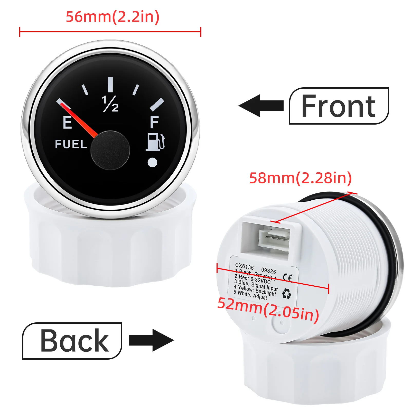 Medidor de nivel de combustible 52 mm 240-33 ohmios 12/24 V - imagen 5