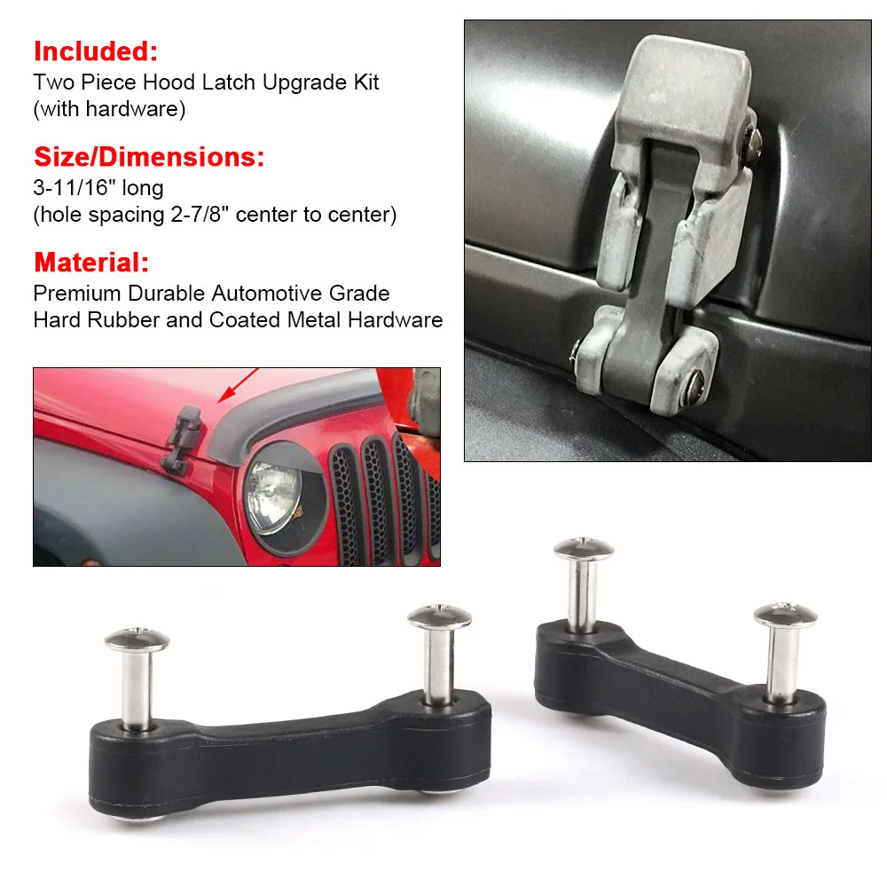 Kit negro de actualización del pestillo de capó para Jeep Wrangler JK