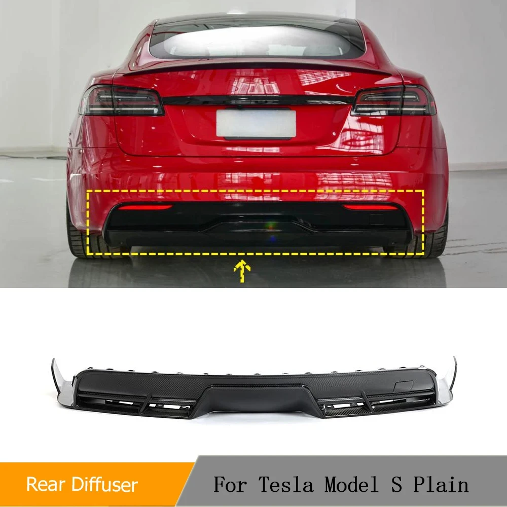Difusor trasero fibra de carbono divisores a cuadros para Tesla Model S