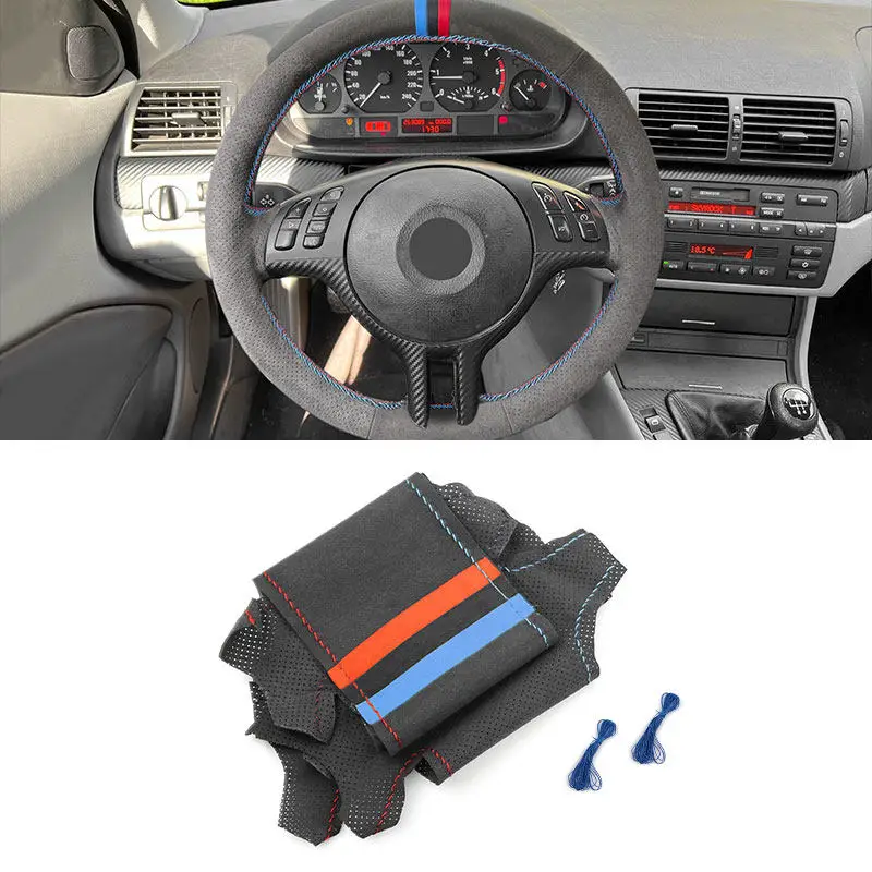 Línea embellecedora de volante en cuero gamuza roja y azul – BMW E46 - imagen 2