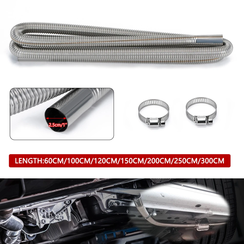 60cm - 300cm Air Diesel Parking Heater Stainless Steel Exhaust Pipe Tube Gas Vent Hose Car Truck VAN With 24mm Bore Car Muffler - imagen 3