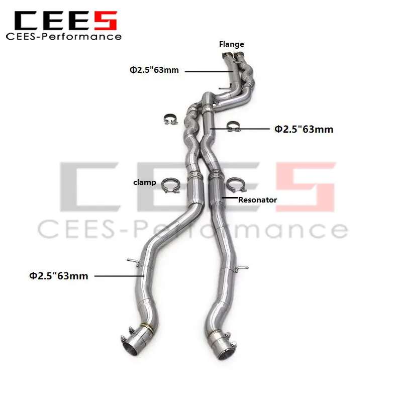 Tubo intermedio de escape CEES inox para BMW M3/M4 F80-F83 S55 3.0T
