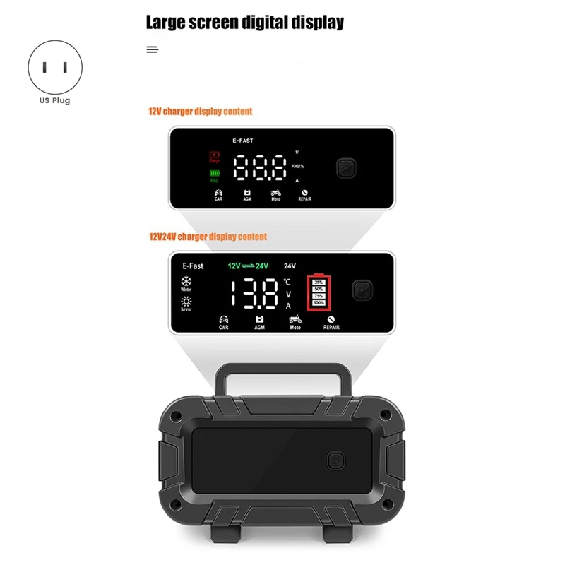 E-fast cargador de batería coche 12V/24V LCD plomo-ácido - imagen 3