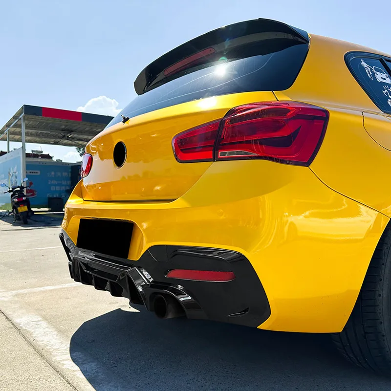 Para 2015-2019 BMW 1 Series F20 F21 LCI M Sport coche difusor de parachoques trasero divisor labio barbilla alerón negro accesorios exteriores - imagen 3
