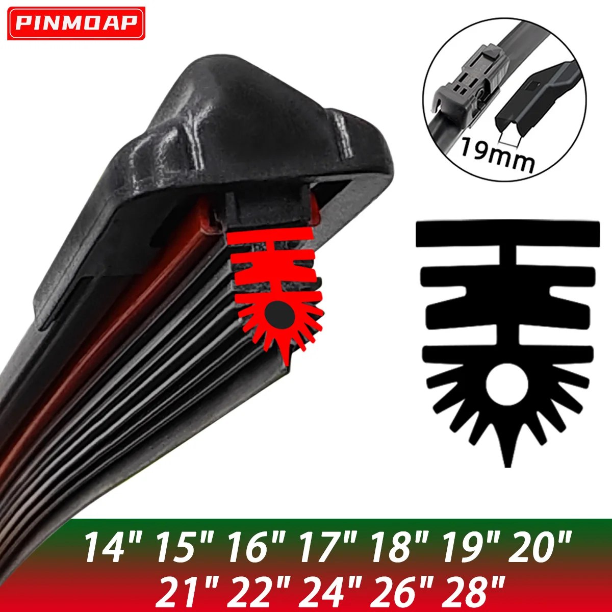 Limpiaparabrisas de goma 11 capas para coche, 14 a 26 pulgadas