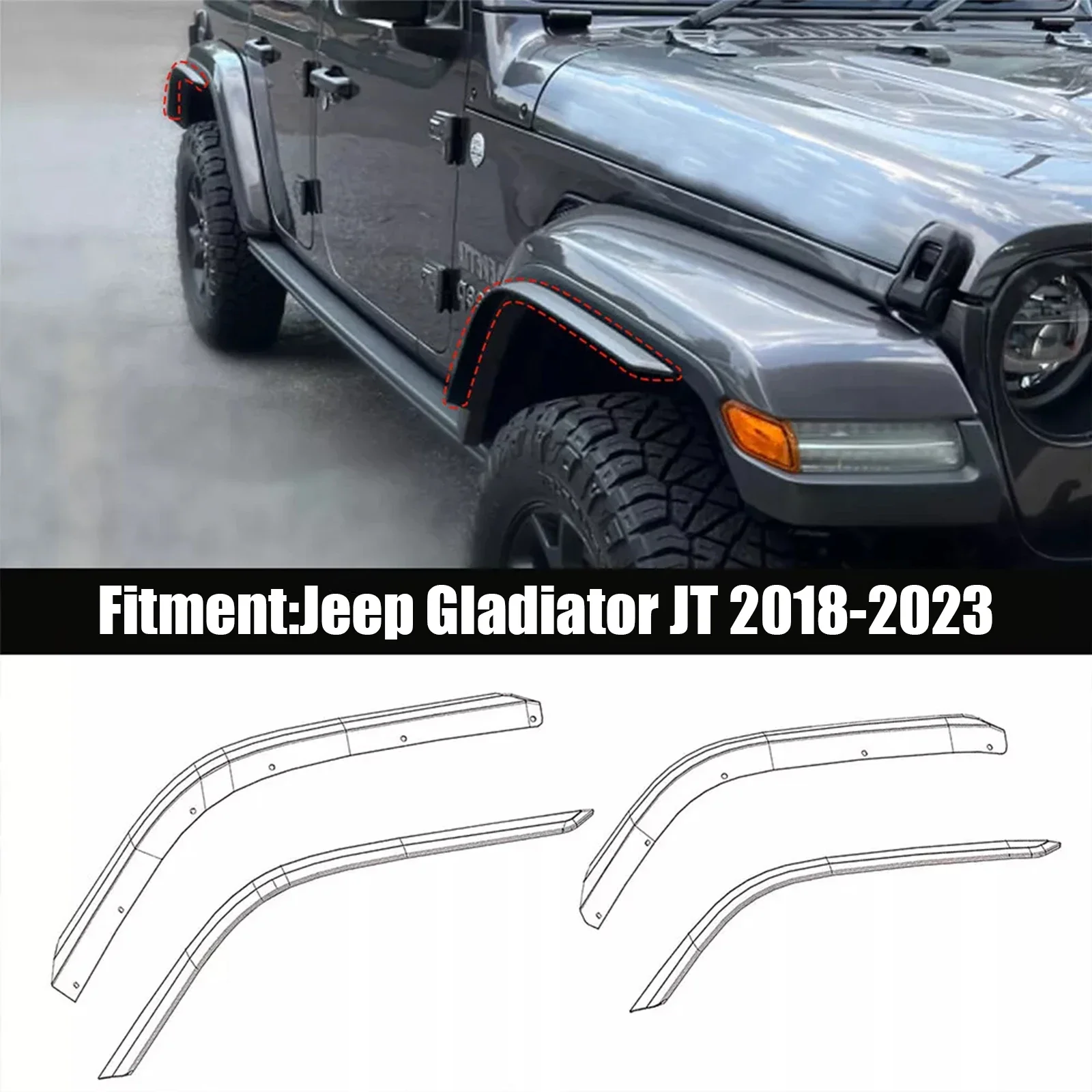 Extensiones de aletines para Jeep Wrangler y Gladiator JT (2018-2023) - imagen 3