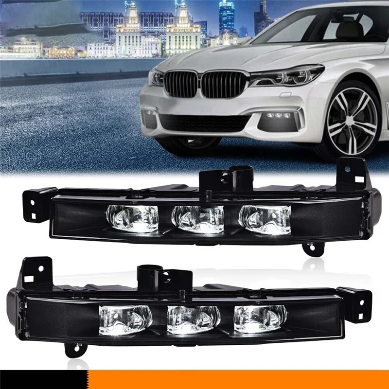 1 par de luces antiniebla de parachoques delantero, luz LED de conducción diurna para BMW Serie 7 G11 G12 740I 750I 16-2019 63177342953 63177342954 - imagen 2