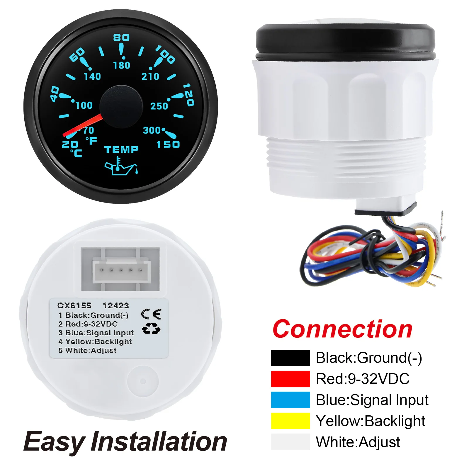 Medidor Temperatura Aceite 52mm 7 Colores - imagen 3
