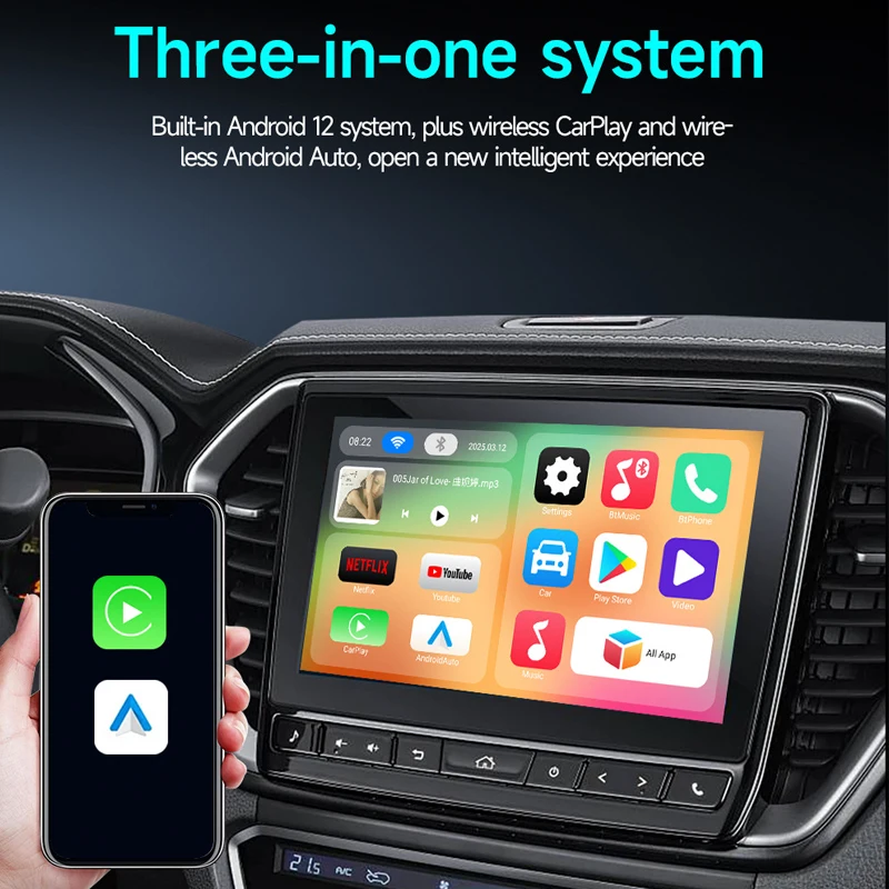 3 en 1 Carplay Android 12 HDMI TV Box Carplay inalámbrico Android Auto Smart Ai Box RK3528 4K HD compatible con salida HDMI con luz LED - imagen 5