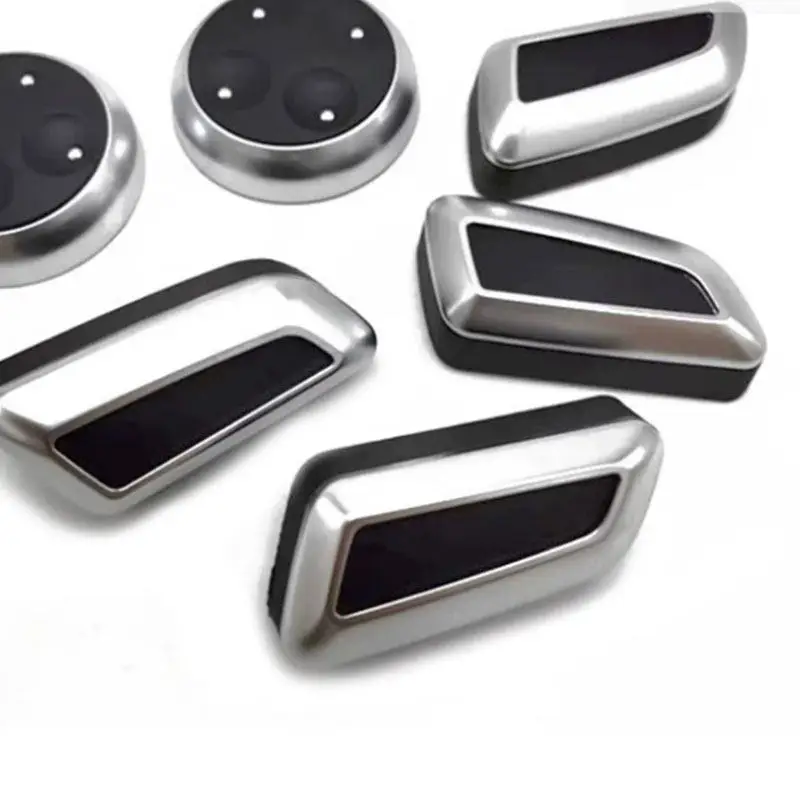 Cubrebotones asiento interior negro y plata – Audi A3 A4 A5 Q3 Q5 - imagen 3