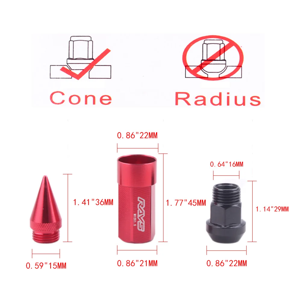 Tuercas de rueda con púas M12x1,5/M12x1,25 para Honda y Toyota - imagen 3