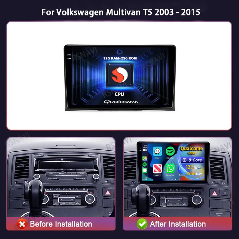Radio Android 15 2Din CarPlay GPS – VW Multivan T5 2003-2015 - imagen 2